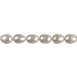 141840411013 Strand of rice grain, freshwater pearl AB, white, 12 - 14mm (37cm) | Marco Schreier