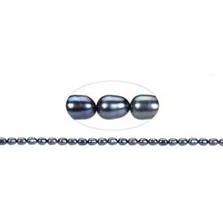 141840414283 strand rice grain, freshwater pearl, petrol (set), 06-07 x 04-05mm | Marco Schreier