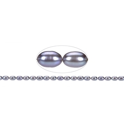 141840414354 Strand of rice grain, freshwater pearl, petrol purple (set), 06-07mm | Marco Schreier