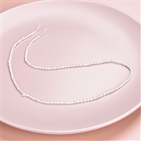 Rang de collier grain de riz, perle d'eau douce, blanc-crème, 02 - 02,5mm
