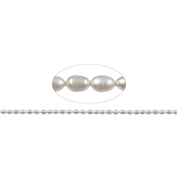 141840500320 Strand of rice grain, freshwater pearl, white-cream, 05-06 x 02-03mm (38cm) | Marco Schreier