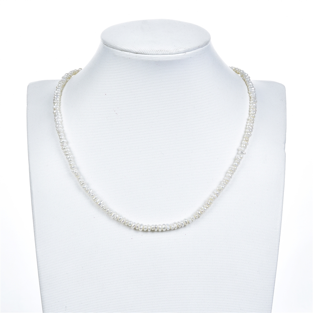 Button strand, freshwater pearl AB, white, 02-03 x 03-04mm | Marco Schreier