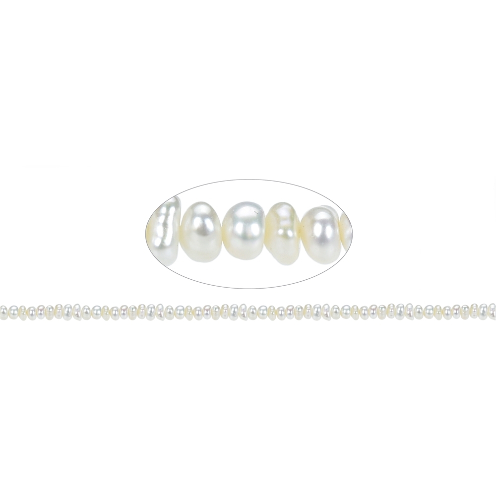 Button strand, freshwater pearl AB, white, 02-03 x 03-04mm | Marco Schreier