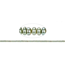 141840502385 Strand button, freshwater pearl green (set), 02 x 03-04mm | Marco Schreier