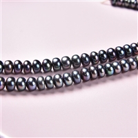 Strand Button, freshwater pearl A, petrol (set), 04 x 06-07mm