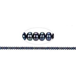 141840505365 Strand Button, freshwater pearl A, petrol (set), 04 x 06-07mm | Marco Schreier