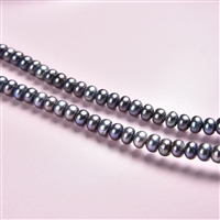 strand button, freshwater pearl petrol (set), 03 x 05-06mm