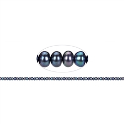 141840511365 strand button, freshwater pearl petrol (set), 03 x 05-06mm | Marco Schreier