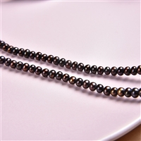 Strand Button, freshwater pearl, petrol-brown (set), 03 x 04-05mm