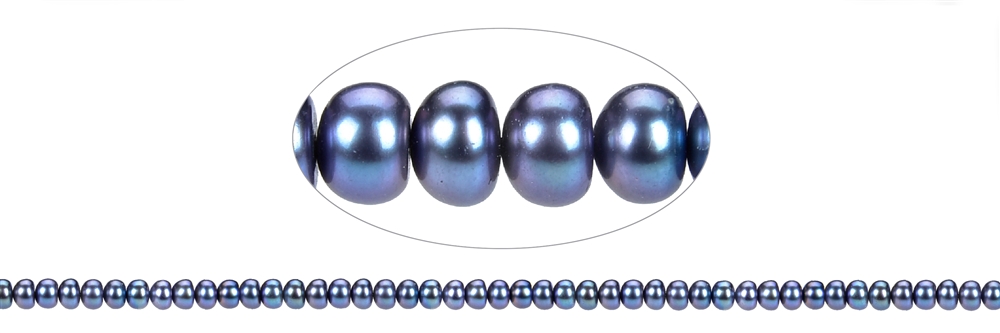 Rang de collier Keshi, perle d'eau douce bleu-gris (gef.), 05-06mm