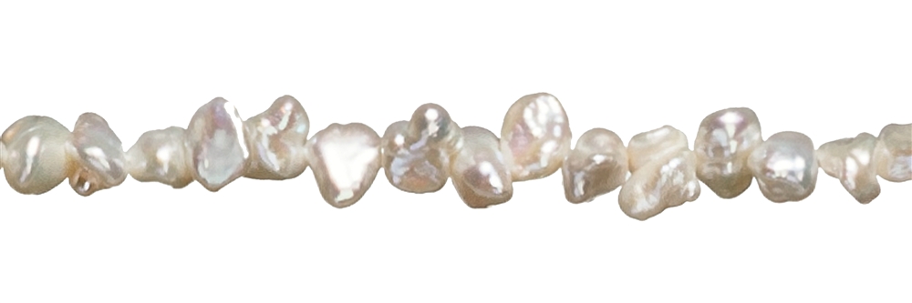 Filo Keshi, perla d'acqua dolce, bianco-crema, 08,5 mm