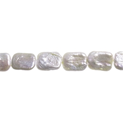 141840701302 Rang de colliers rectangle plat, perle d'eau douce, crème-blanc, 18 x 13mm | Marco Schreier