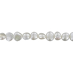 141841007043 Strand Freeform flat, freshwater pearl AB, white-cream, 08-09mm | Marco Schreier