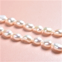 Strand freeform flat, freshwater pearl AB, white-cream (natural), 09-10mm
