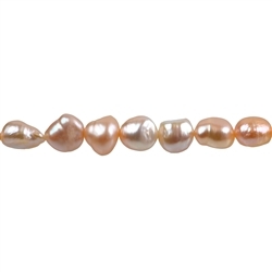 141841008094 Strand Freeform flat, freshwater pearl AB, salmon (natural), 09-10mm (39cm) | Marco Schreier