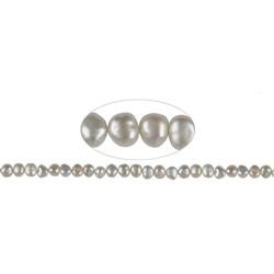 141841011042 Strand Freeform, freshwater pearl AB, white-cream, 08-09mm | Marco Schreier