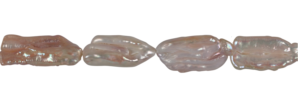 Strand baroque pearl, freshwater pearl A+, purple/salmon, 20-30 x 14-18mm