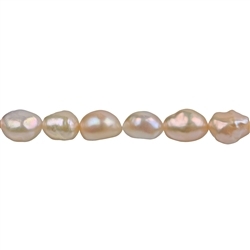 141841015094 Rang de colliers Freeform plat, perle d'eau douce A, saumon, 11-12mm | Marco Schreier