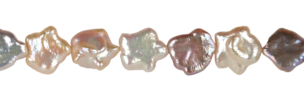 Fili a forma di stella/fiore, perle d'acqua dolce, salmone (naturale), 12-15 mm