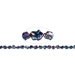 141841019244 Strand freeform star/flower, freshwater pearl, petrol (set), 12-15mm | Marco Schreier