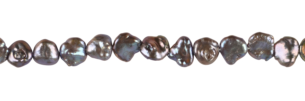 Filo Keshi, perla d'acqua dolce A, viola petrolio (tinta), 10-12 mm