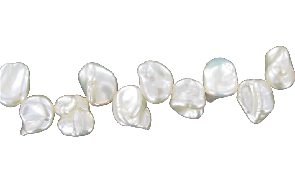 Filo Keshi, perla d'acqua dolce A, bianco-crema, 07-07,5 mm