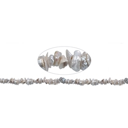 141841123144 Strand Freeform, freshwater pearl, silver-gray (natural), approx. 01-04 x 04-08mm | Marco Schreier