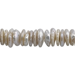 141841127043 Strand of discs, freshwater pearl AB, cream-white (natural; approx. 02-03 x 12-14mm | Marco Schreier