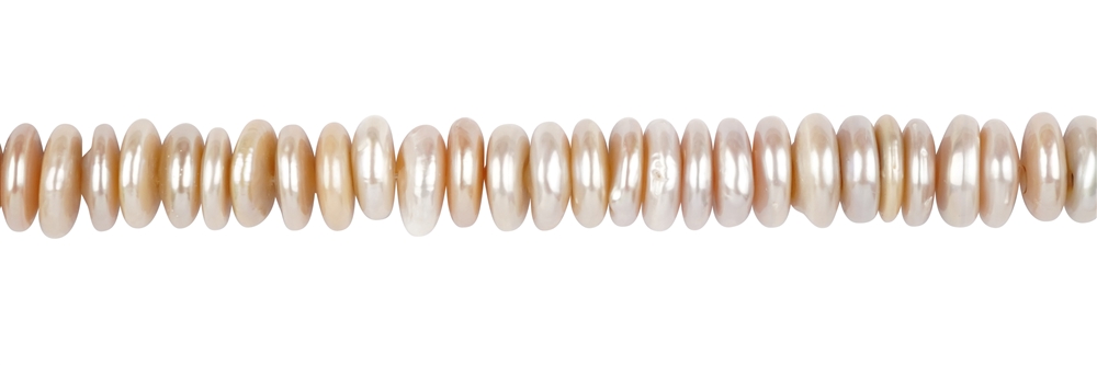 Filo di fette, perla d'acqua dolce, bianco crema (naturale), 03-06 x 15-20 mm