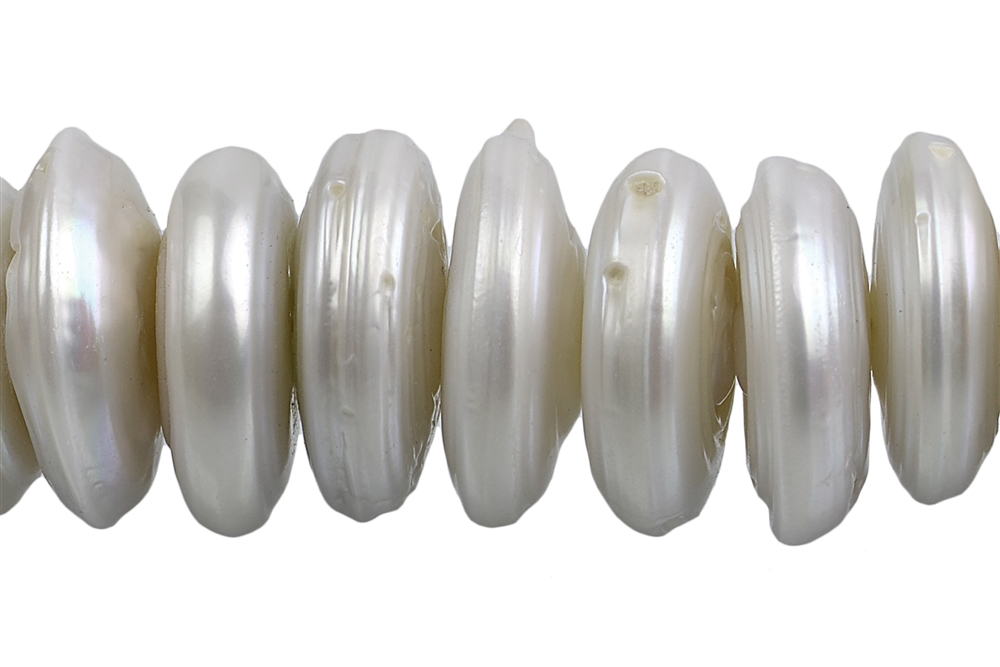 Strang Scheiben, Süßwasser-Perle Ab, creme-weiß (natur), 03-06 x 15-20mm