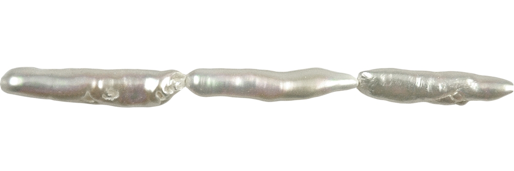 Filo di bastoncini, perla d'acqua dolce A+ bianca, circa 25 - 30 mm