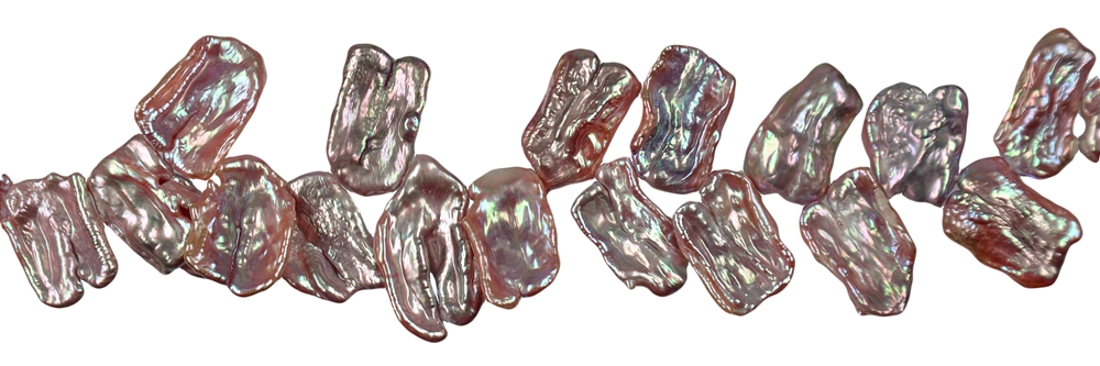 Rang de collier plat, perle d'eau douce violette foncée (naturelle), env.12-15 x 20-25mm