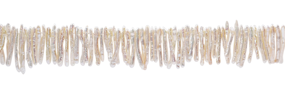  Filo di bastoncini, perla d'acqua dolce bianca, 02-03 x 25-28 mm