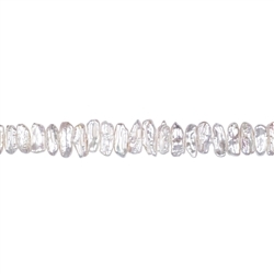 141841220015 Strand Freeform flat, freshwater pearl white, 05-08 x 16-25mm | Marco Schreier