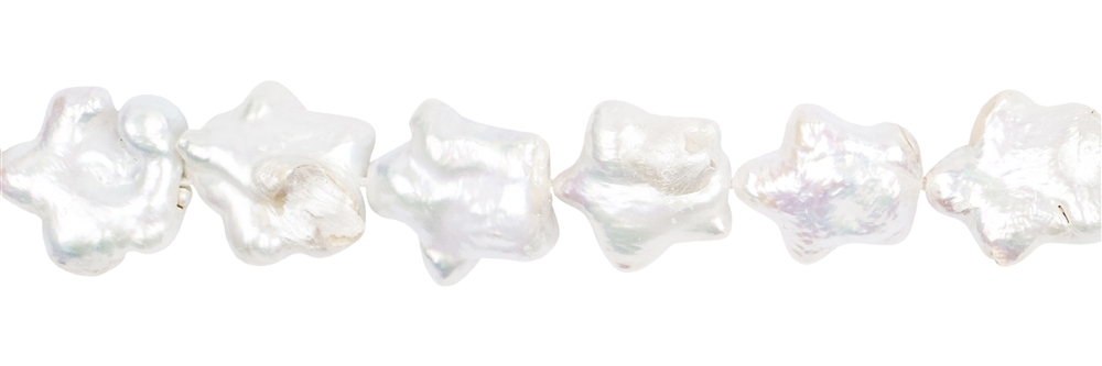Strang Sterne, Süßwasser-Perle, weiß-silber (natur), 11 - 12mm