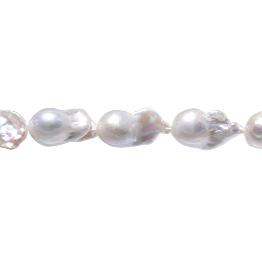 Baroque pearl strand, freshwater pearl, cream-white, 13-20 x 9-10mm | Marco Schreier
