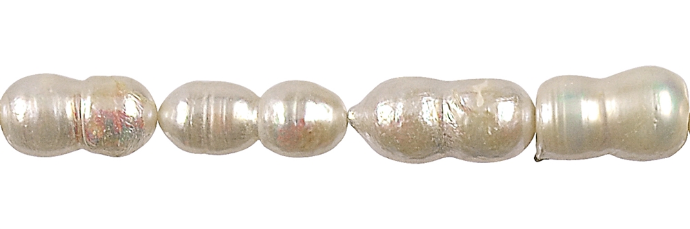 Perla d'acqua dolce bianca a forma di nocciolina, circa 20 - 30 x 10 - 12 mm