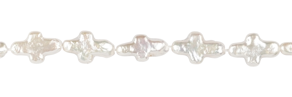 Filo incrociato, perla d'acqua dolce bianco crema, 12 x 9 mm 