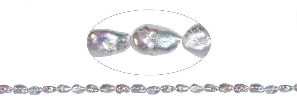 Baroque Freeform strand, freshwater pearl, cream-white, 18 x 07-11mm