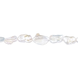 141841409014 Strand baroque freeform, freshwater pearl, cream-white, 10-20 x 09-13mm | Marco Schreier