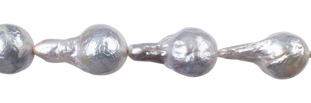 Strand drop, freshwater pearl, cream-white, 19-35 x 13-18mm