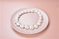 Filo piatto a forma libera, perla d'acqua dolce, bianco crema, 20 mm
