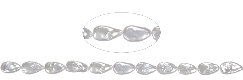Rang de collier goutte plate, perle d'eau douce, 014 x 08mm