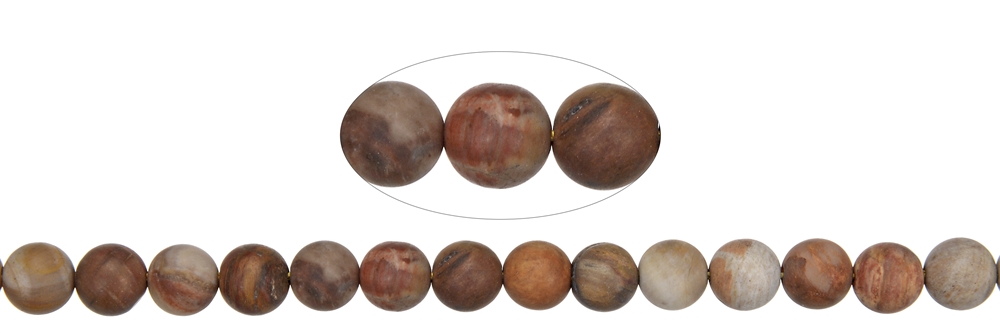 Strand of balls, Petrified Wood, matt, 08mm (38cm)