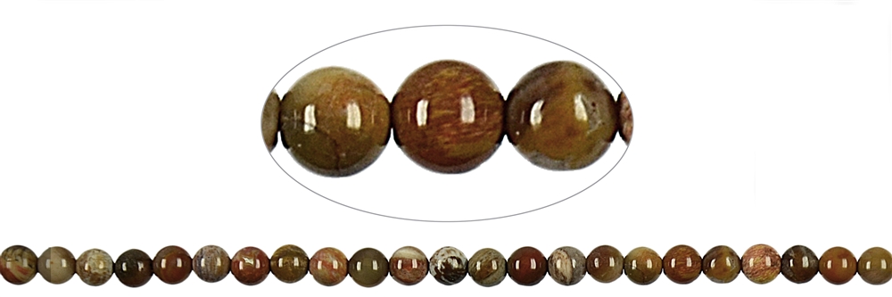 Rang de collier boules, Bois silicofié, 08mm