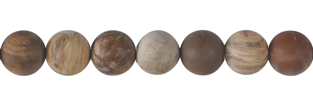 Rang de collier boules, Bois silicofié, mat, 12mm (38cm)