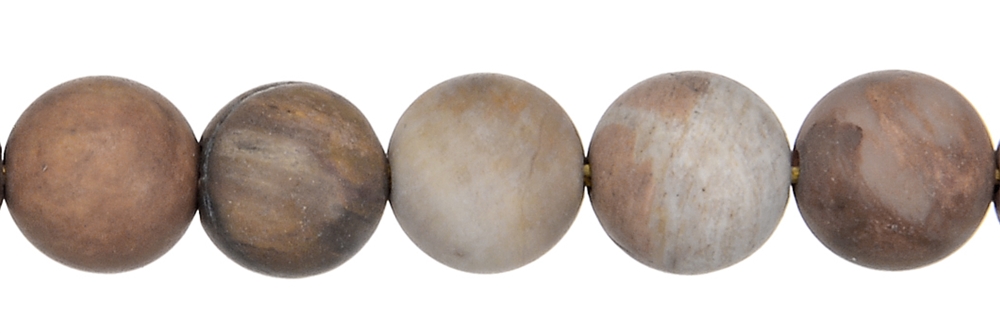 Rang de collier boules, Bois silicofié, mat, 14mm (38cm)
