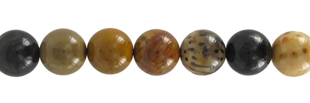 Strand of balls, Petrified Palm Wood, 14mm
