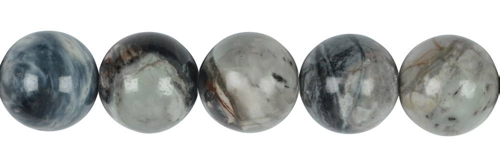 Rang de collier boules, Jaspe-Picasso (Calcaire), 16mm
