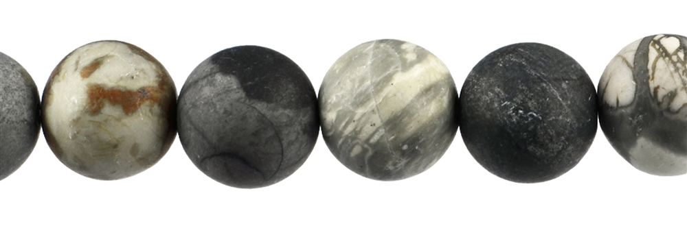 Rang de collier boules, Jaspe-Picasso (Calcaire), mat, 20mm
